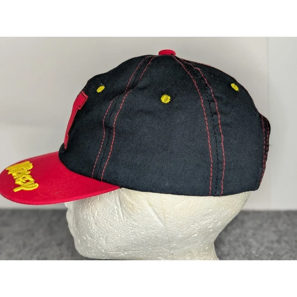 Disney Mickey Mouse Kids One Size Snapback Hat‎ Red Black Embroidered Signature